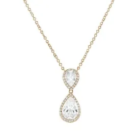 Melba Clear Gold Pear Drop Pendant | 25mm