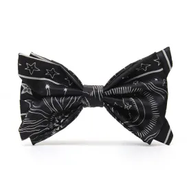 Men's Black Sun Moon Stars Pattern Bow Tie