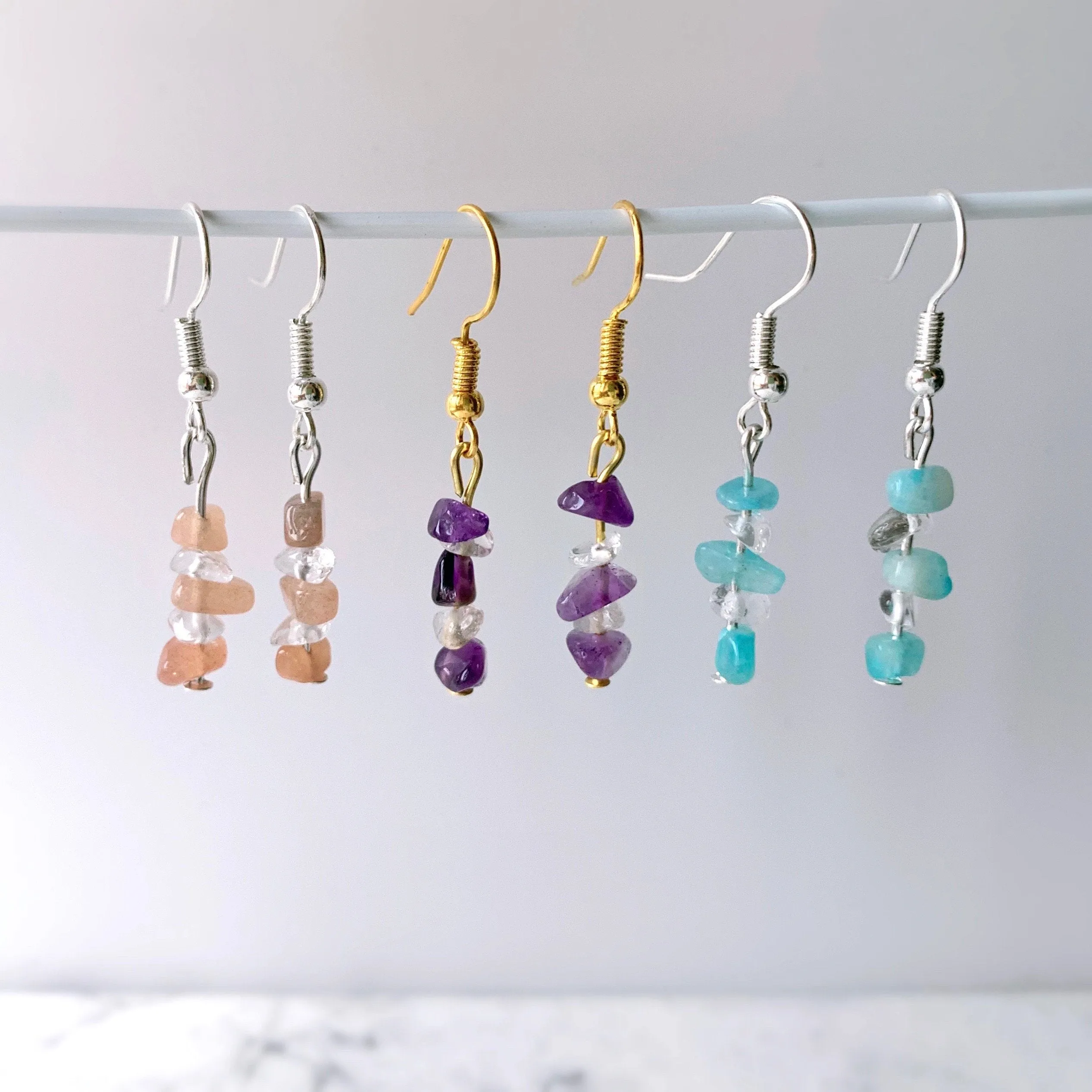 Natural Gemstone Chip Earrings