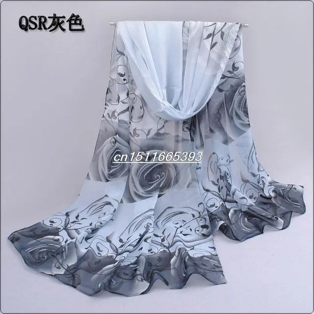 new 2017 cotton scarf han flowers roses and scarves Quality goods printed chiffon polyester scarves hot sell Beach silk scarf