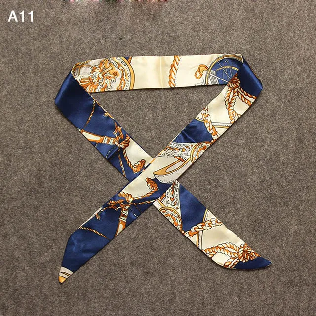 New Small Silk Twilly Scarf Ribbon Hair Band Bags Handle Decoration Bow Tie Multifunction Ribbon For Women Fashion High Quality