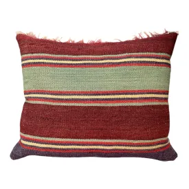 Patel Kilim Green Fringed 55x45cm Cushion