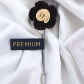 Peluche Florwer in Flower Black, Beige Brooch Lapel Pin