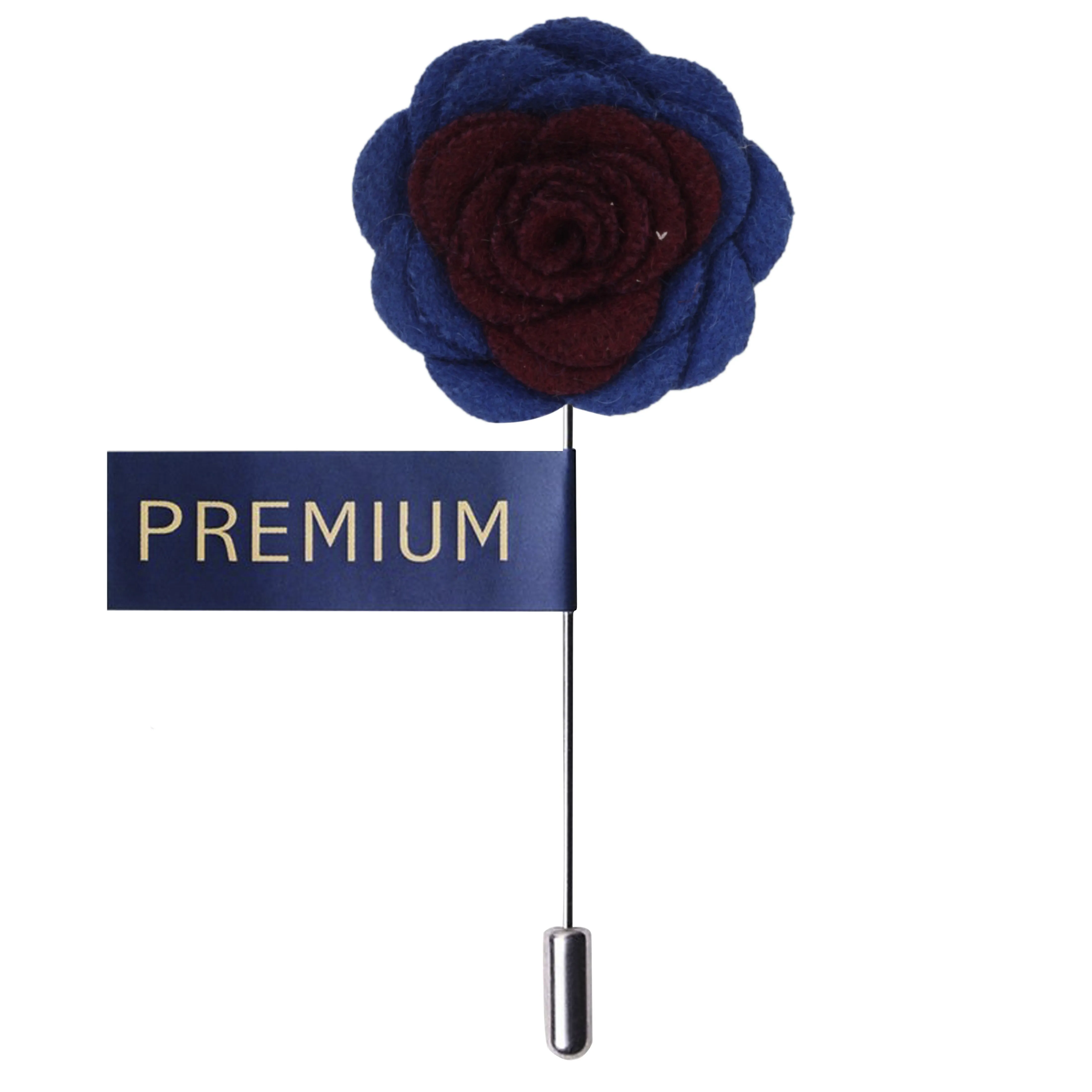 Peluche Graceful Bloom Wine and Royal Blue Colored Brooch for Men