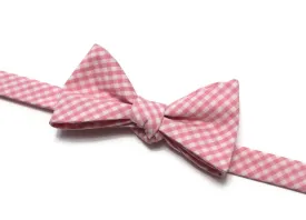 Pink Gingham Check Bow Tie