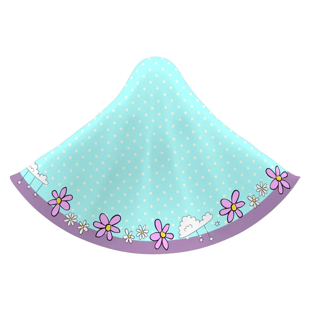 Prayer Hijab with Blue & Purple Daisy Doodles – A Soft and Stylish Choice