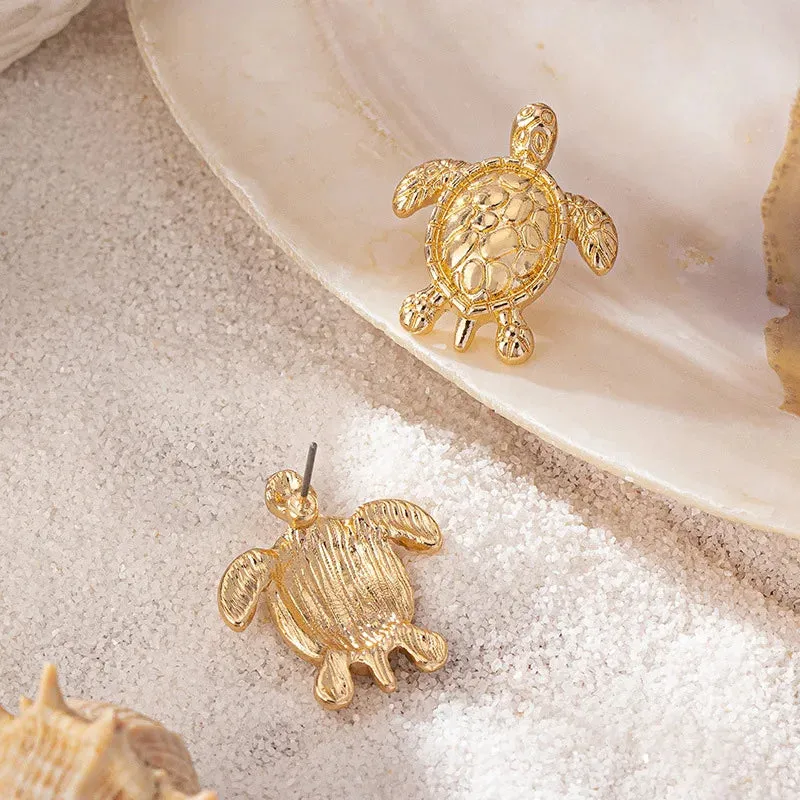 Pre Order:  Gold Metallic Turtle Stud Earrings