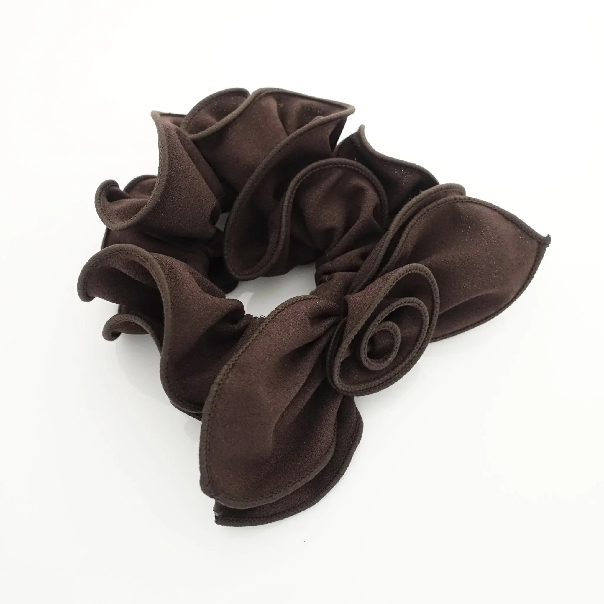 side flower bow decorated ruffle scrunchies women hair accessories