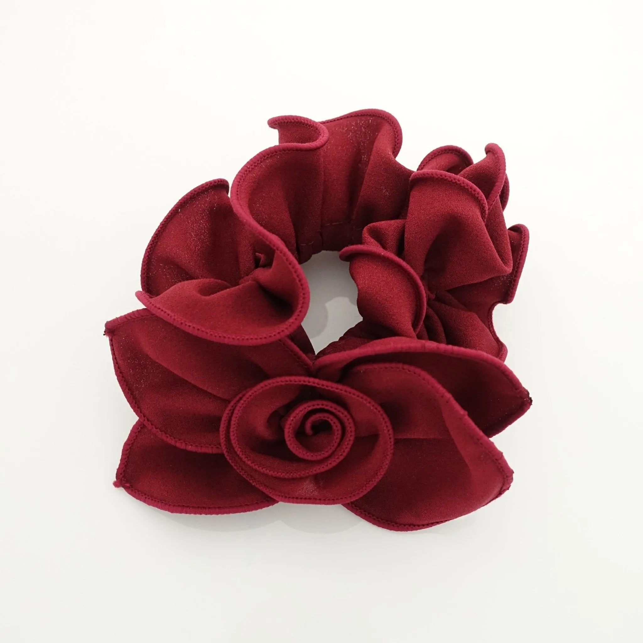 side flower bow decorated ruffle scrunchies women hair accessories