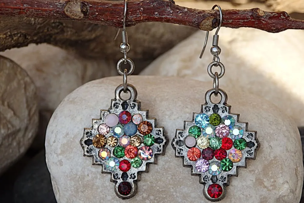 Silver Multicolor Drop Earrings