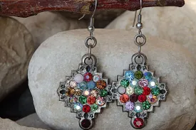 Silver Multicolor Drop Earrings