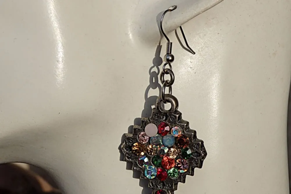 Silver Multicolor Drop Earrings