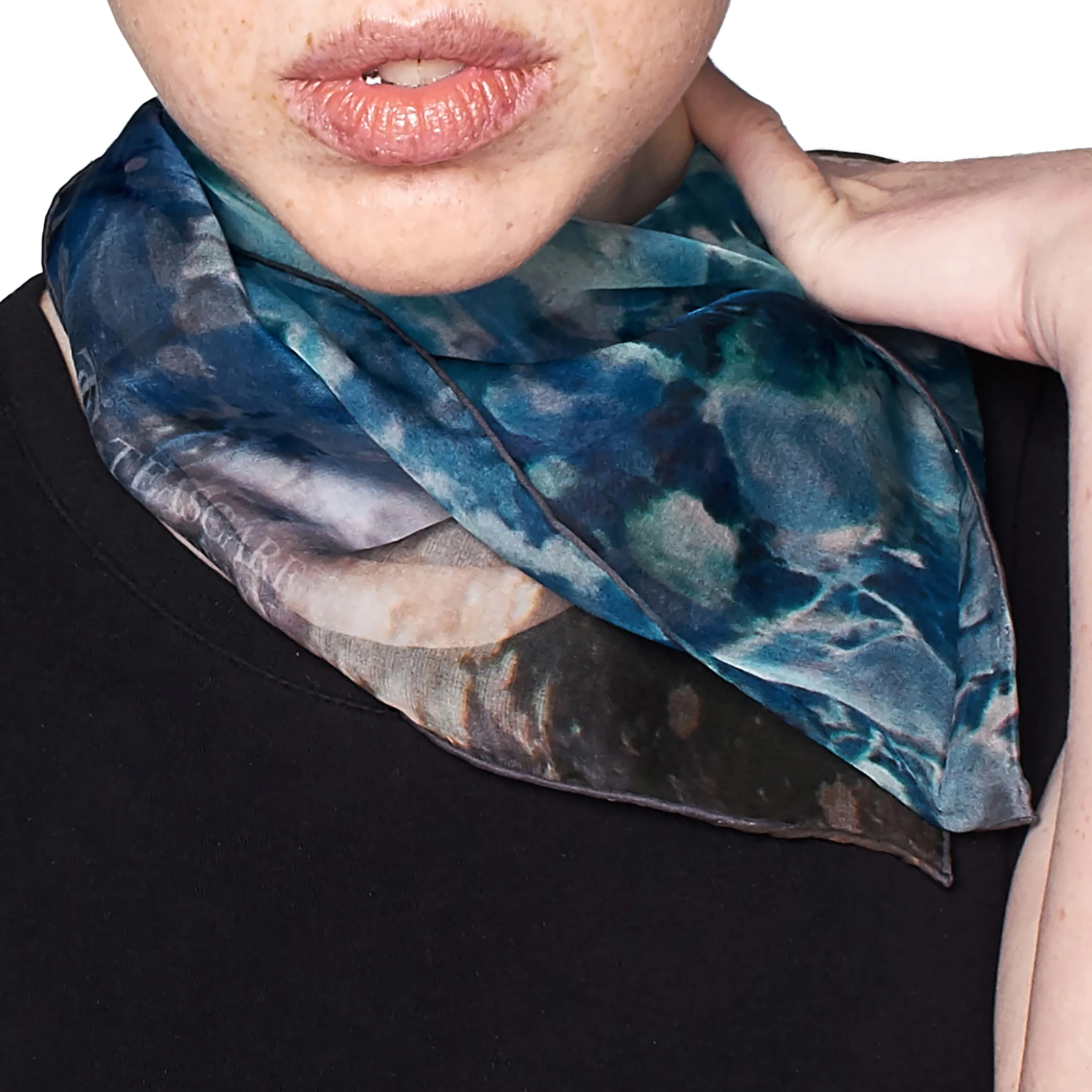 Small Blue Dream Silk Chiffon Scarf