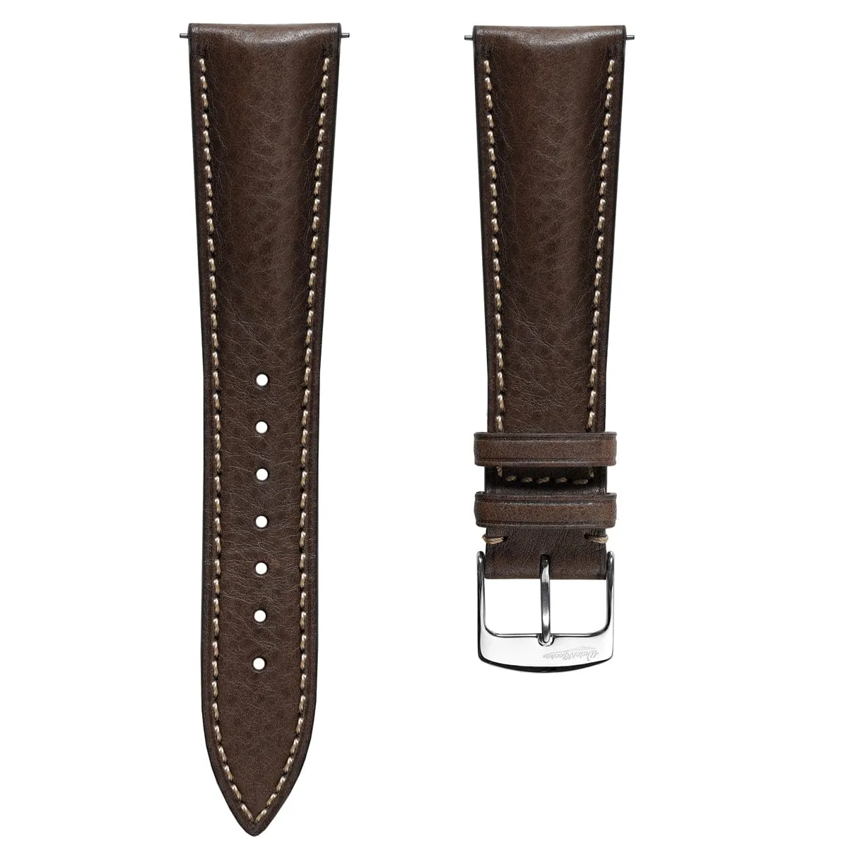 Stanton Badalassi Carlo Minerva Box Leather Padded Watch Strap - Dark Brown