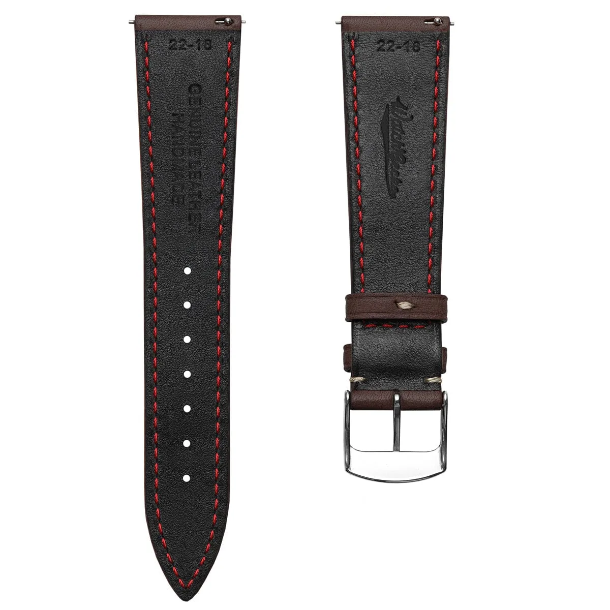 Stanton Badalassi Carlo Minerva Box Leather Padded Watch Strap - Dark Brown