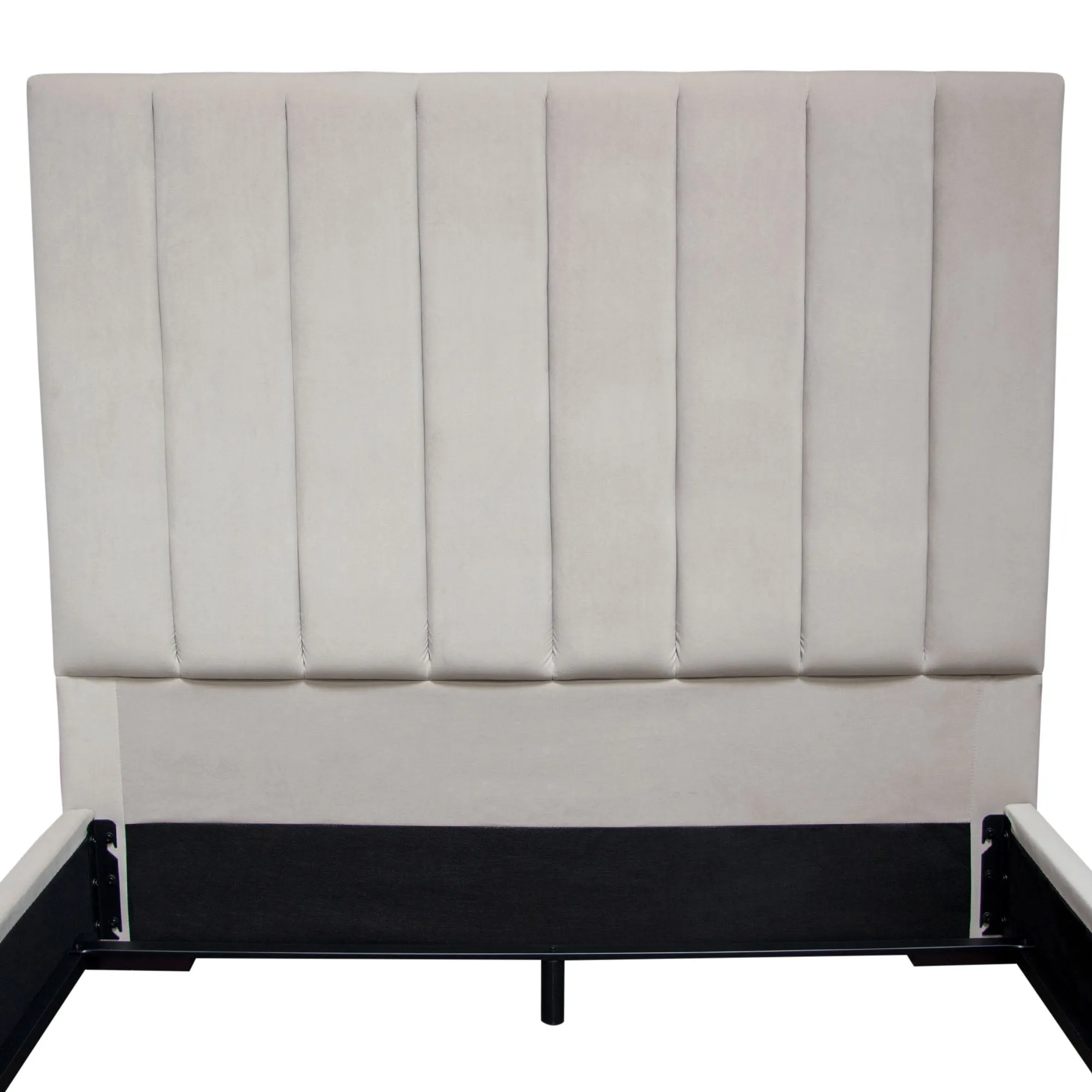 Venus Vertical Channel Tufted Queen Bed in Light Grey Velvet by Diamond Sofa