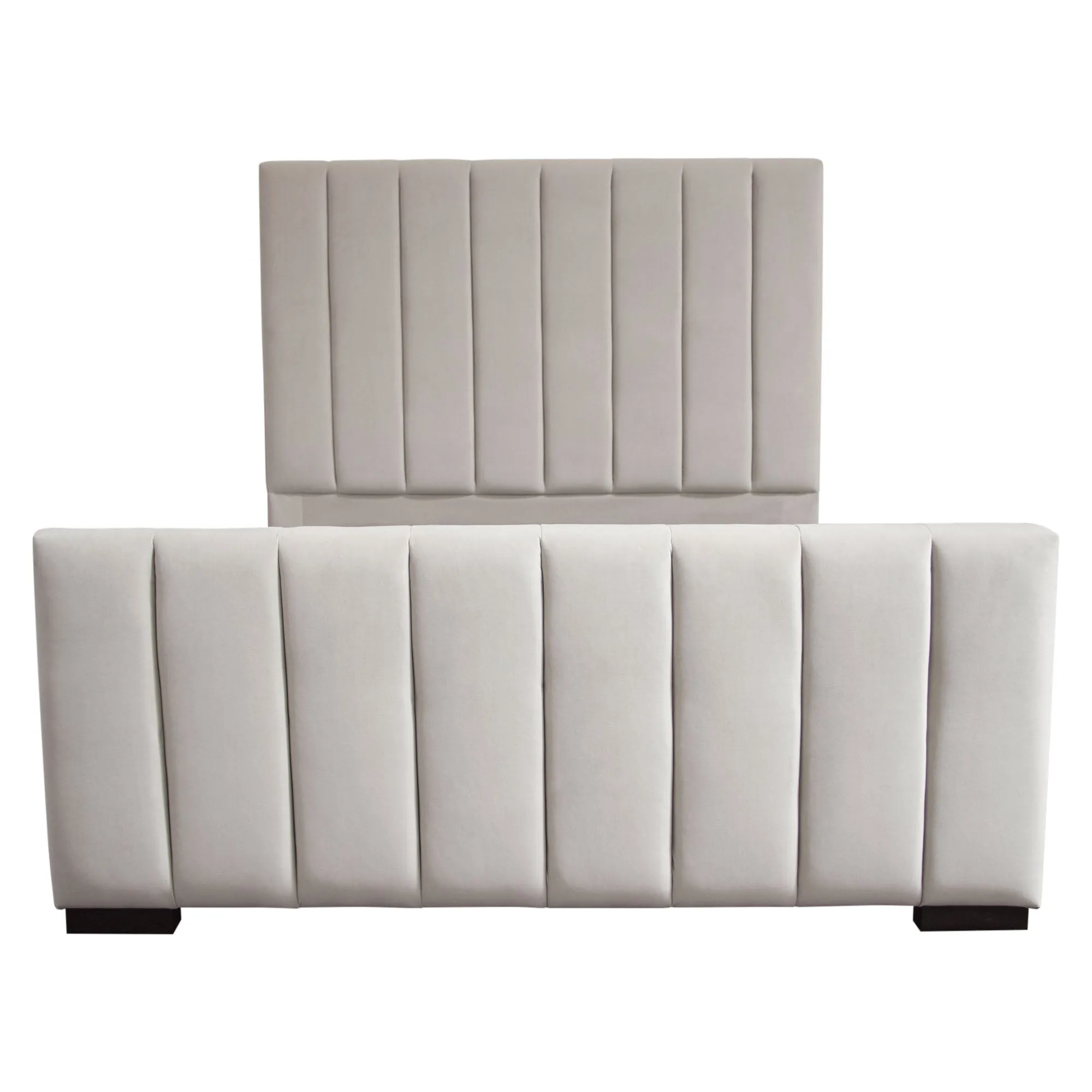 Venus Vertical Channel Tufted Queen Bed in Light Grey Velvet by Diamond Sofa