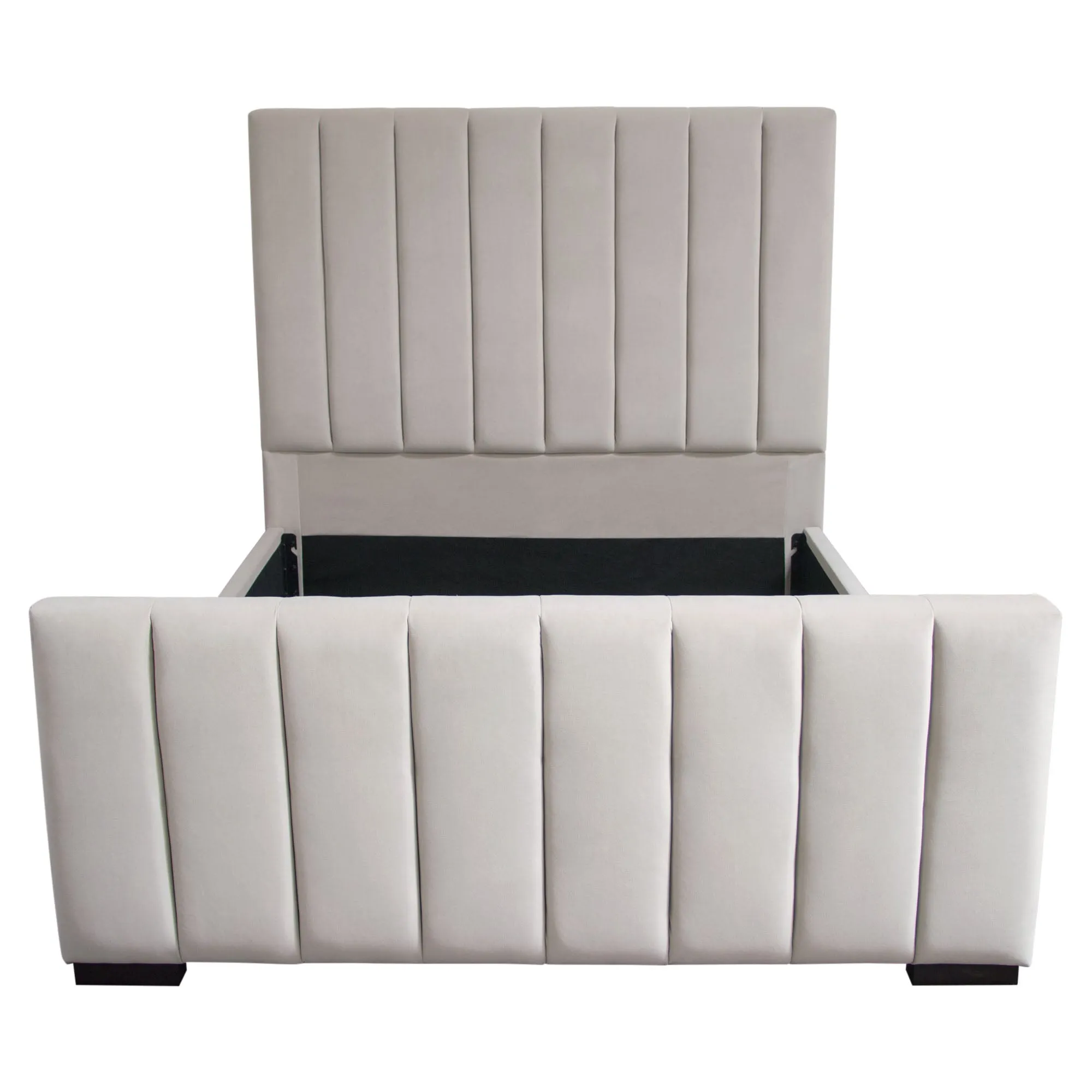 Venus Vertical Channel Tufted Queen Bed in Light Grey Velvet by Diamond Sofa