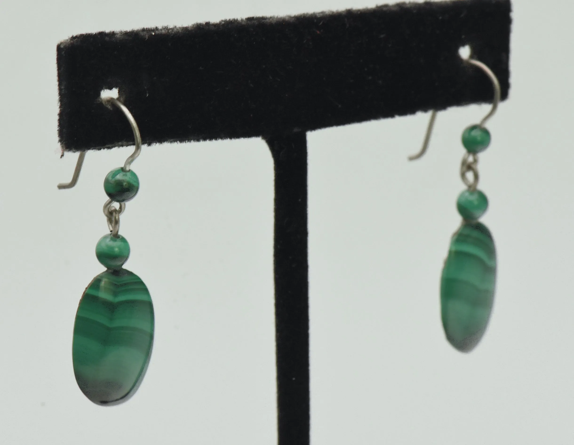 Vintage Handmade Malachite Dangle Earrings