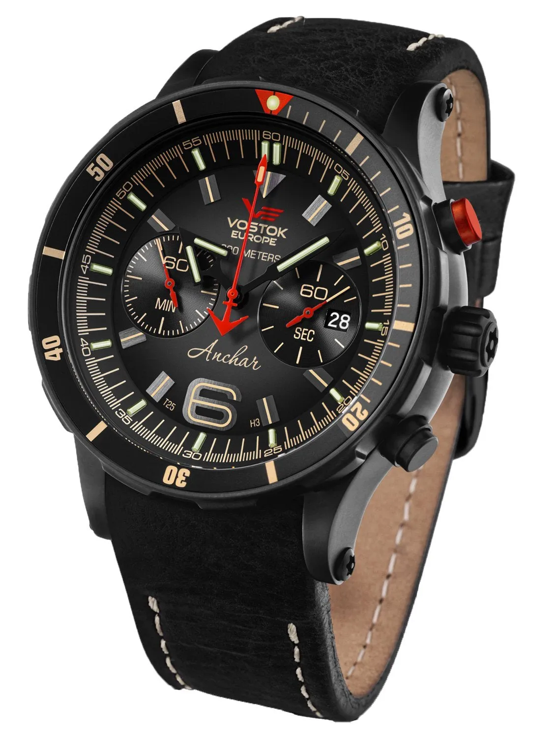 Vostok-Europe ANCHAR Black Chronograph - Mens Diving Watch 6S21-510C582