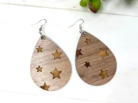 Walnut Teardrop Star Earrings