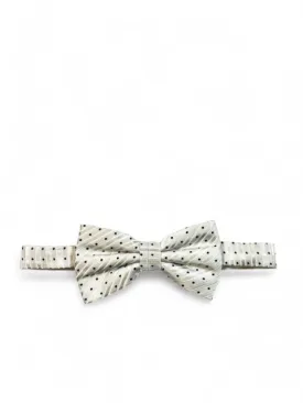 White and Black Silk Bow Tie and Pocket Square Set