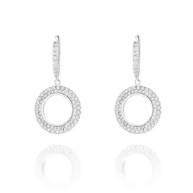 White Gold Cubic Zirconia Dangle Earrings for Women