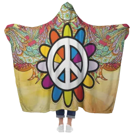 Yellow Peace Mandala Hooded Blanket